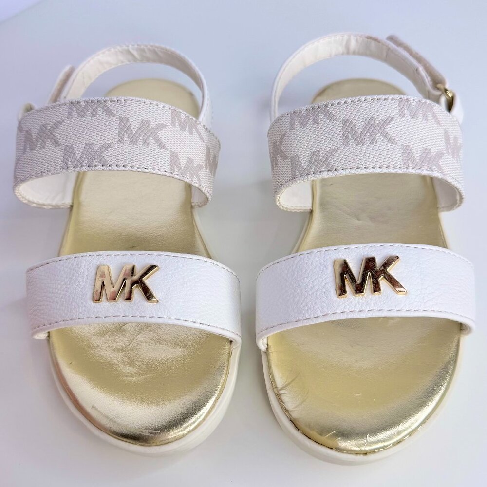 Michael Kors Kids size 10 Sandals‎ White and Gold Metallic